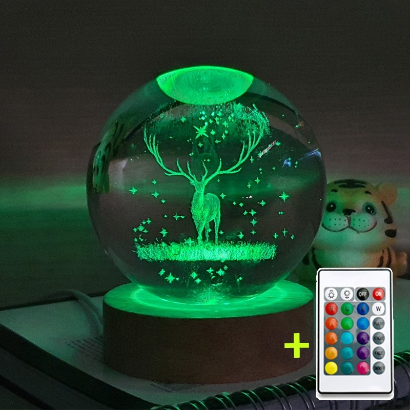 Quả cầu pha lê 3D đèn led RGB tự đổi màu
