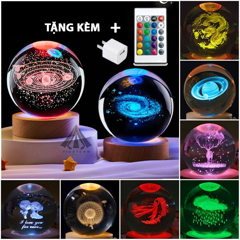 Quả cầu pha lê 3D đèn led RGB tự đổi màu