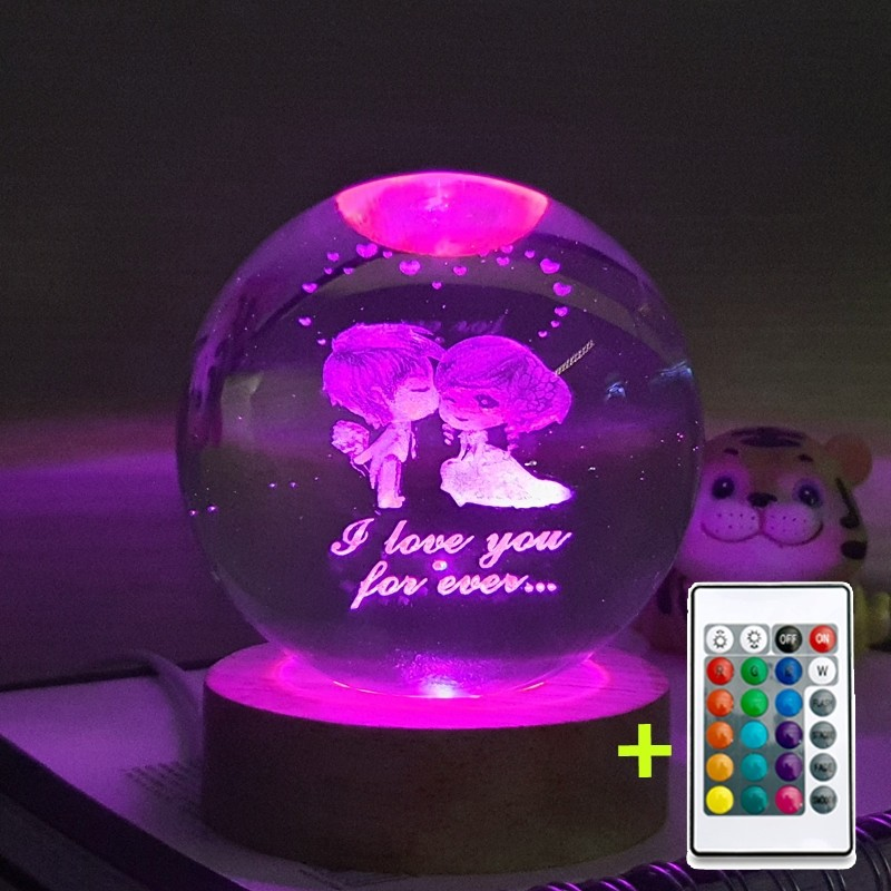 Quả cầu pha lê 3D đèn led RGB tự đổi màu