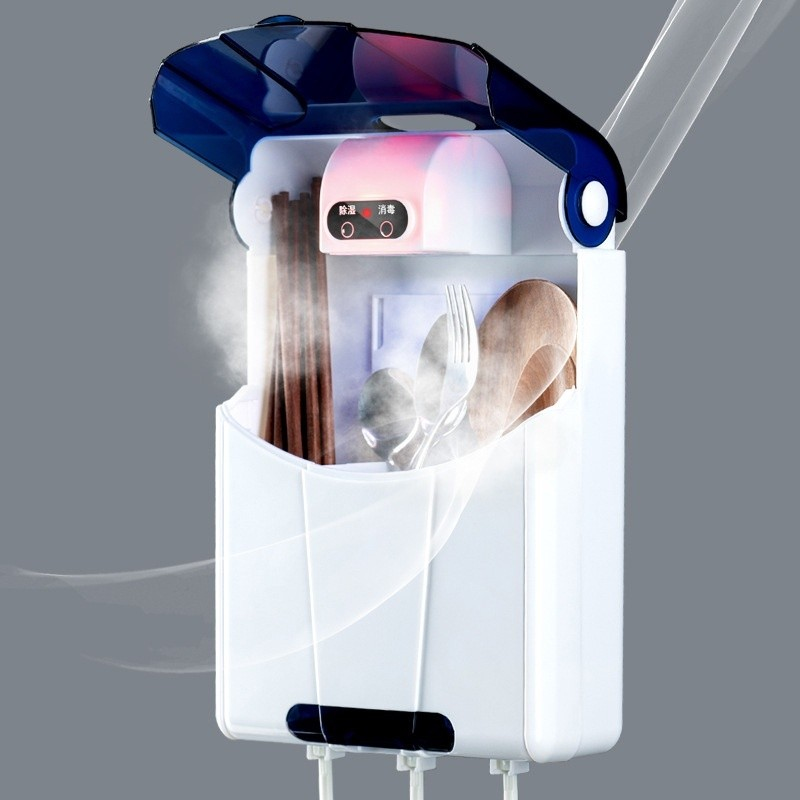 Máy Sấy Muỗng Đũa Thìa Và Khử Khuẩn Bằng Tia UV Cao Cấp Tránh Ẩm Mốc - Hộp Sấy Đũa Khử Khuẩn Treo Tường