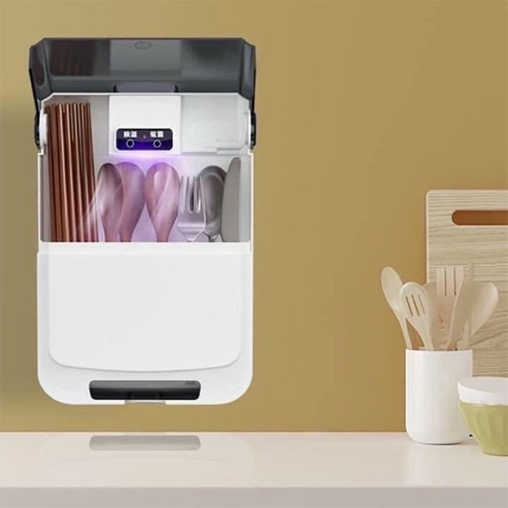 Máy Sấy Muỗng Đũa Thìa Và Khử Khuẩn Bằng Tia UV Cao Cấp Tránh Ẩm Mốc - Hộp Sấy Đũa Khử Khuẩn Treo Tường